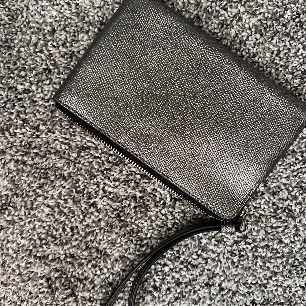 Coach mini wallet with wrist strap. Silver. New. - Picture 2 of 3